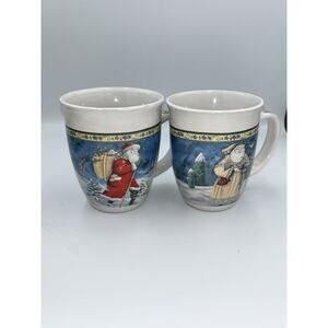 Set Of 2 Royal Norfolk Christmas Mugs Saint Nicholas Holiday Design